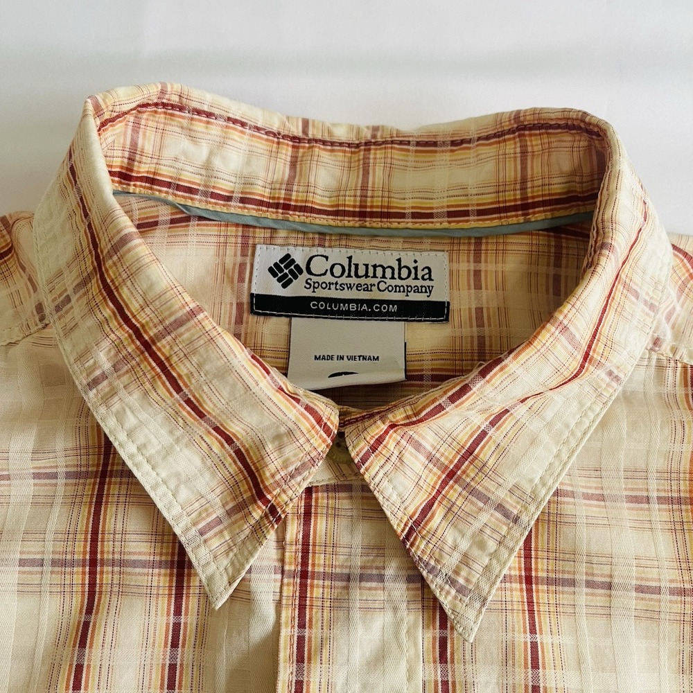 Columbia Men's Shirt Button Up Short Sleeve Texture Lightweight Pocket Large